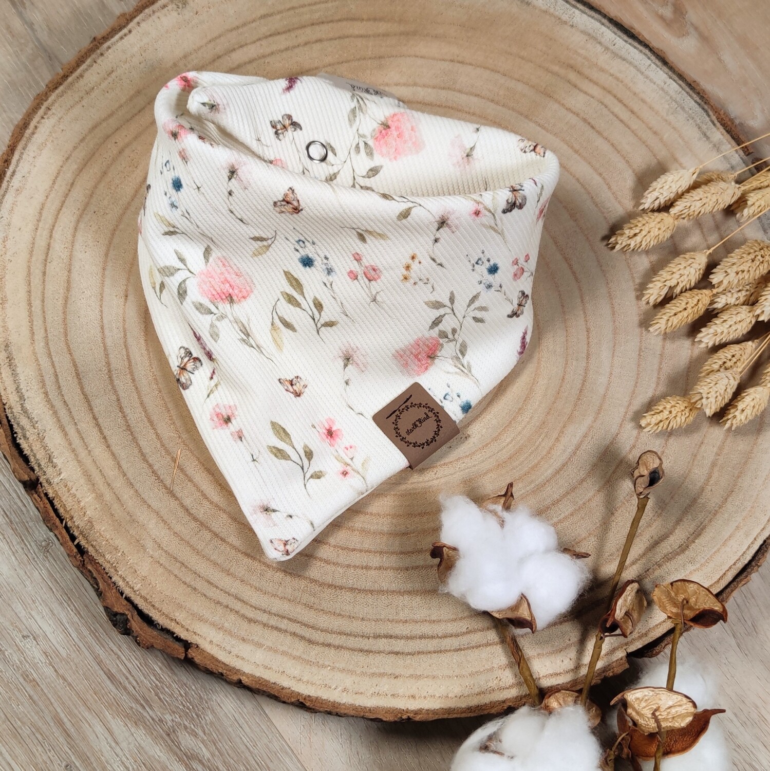 Halstuch mit Druckknöpfen - Rib Jersey - Frühlingswiese Rosa