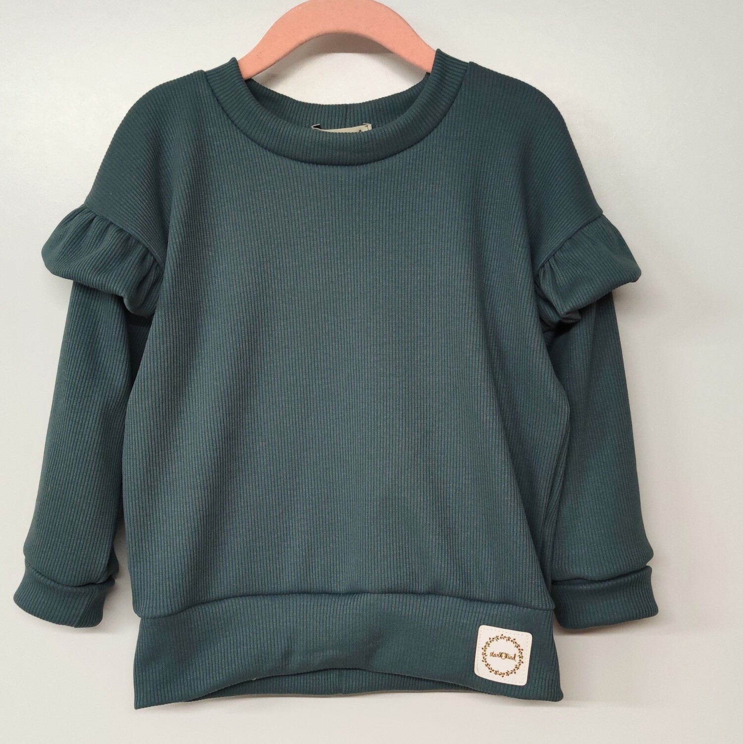 Pullover mit Volant  - Rib Jersey Stahlblau