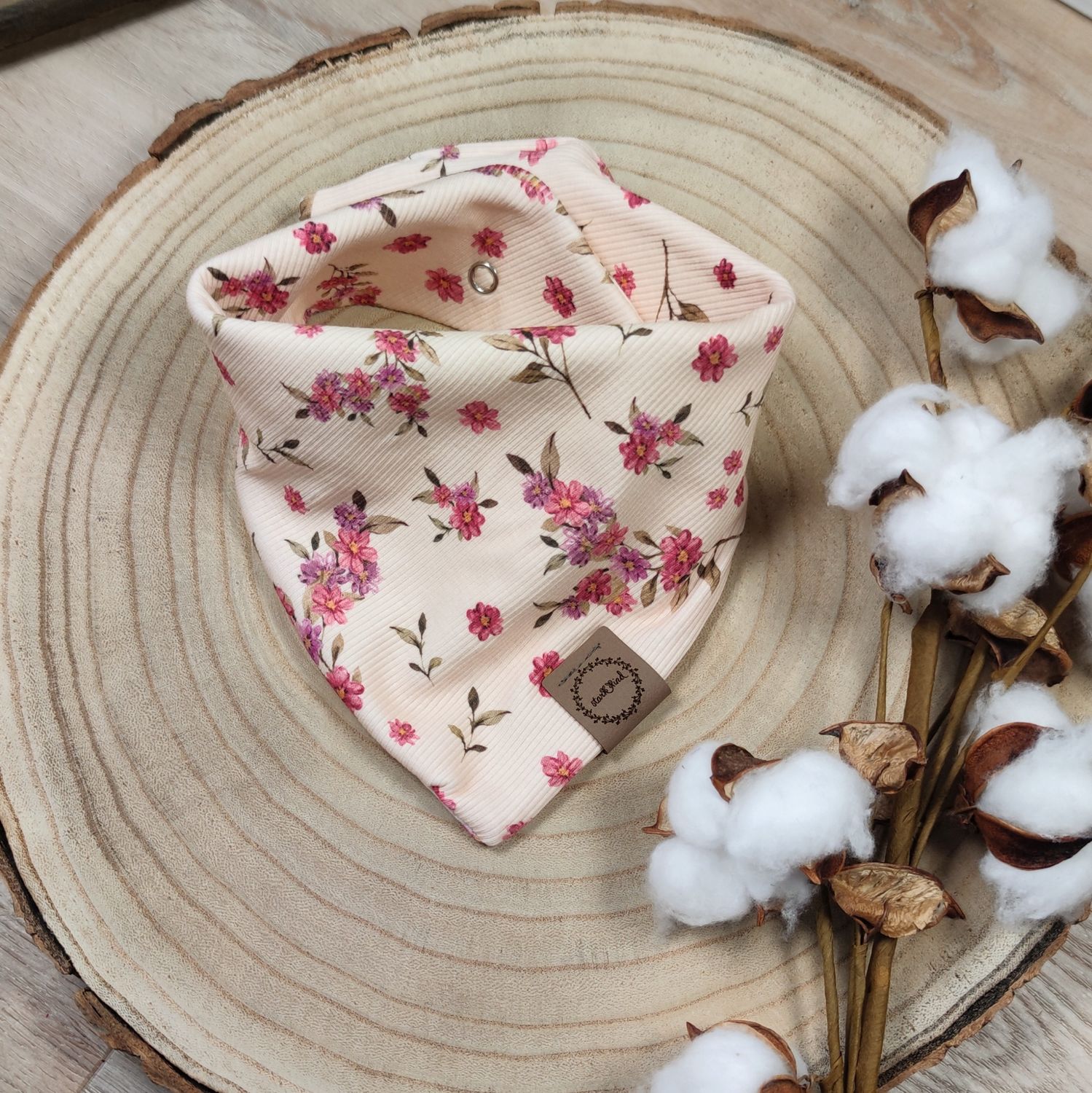 Halstuch mit Druckknöpfen - Rib Jersey - Frühlingsblüten