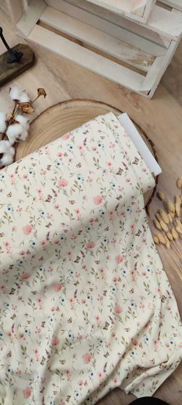 (Stoff) Rib Jersey - Frühlingswiese Rosa