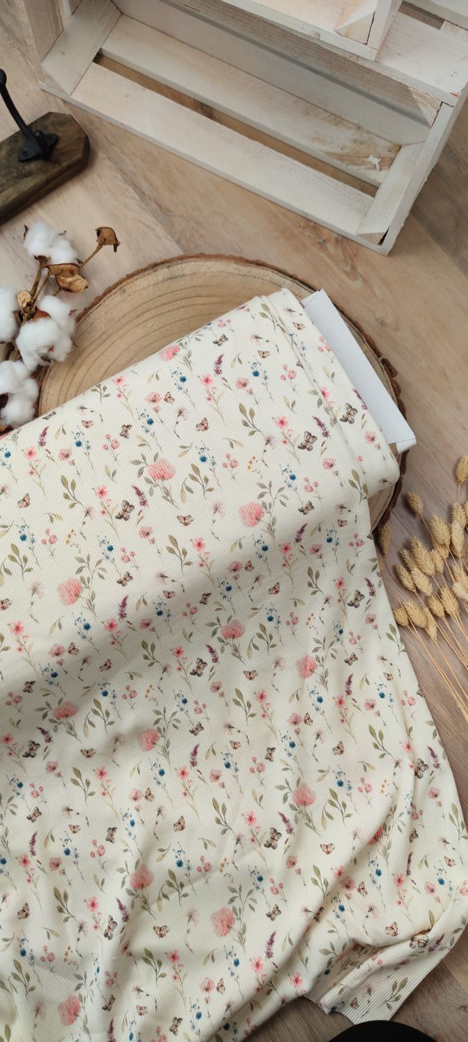 (Stoff) Rib Jersey - Frühlingswiese Rosa