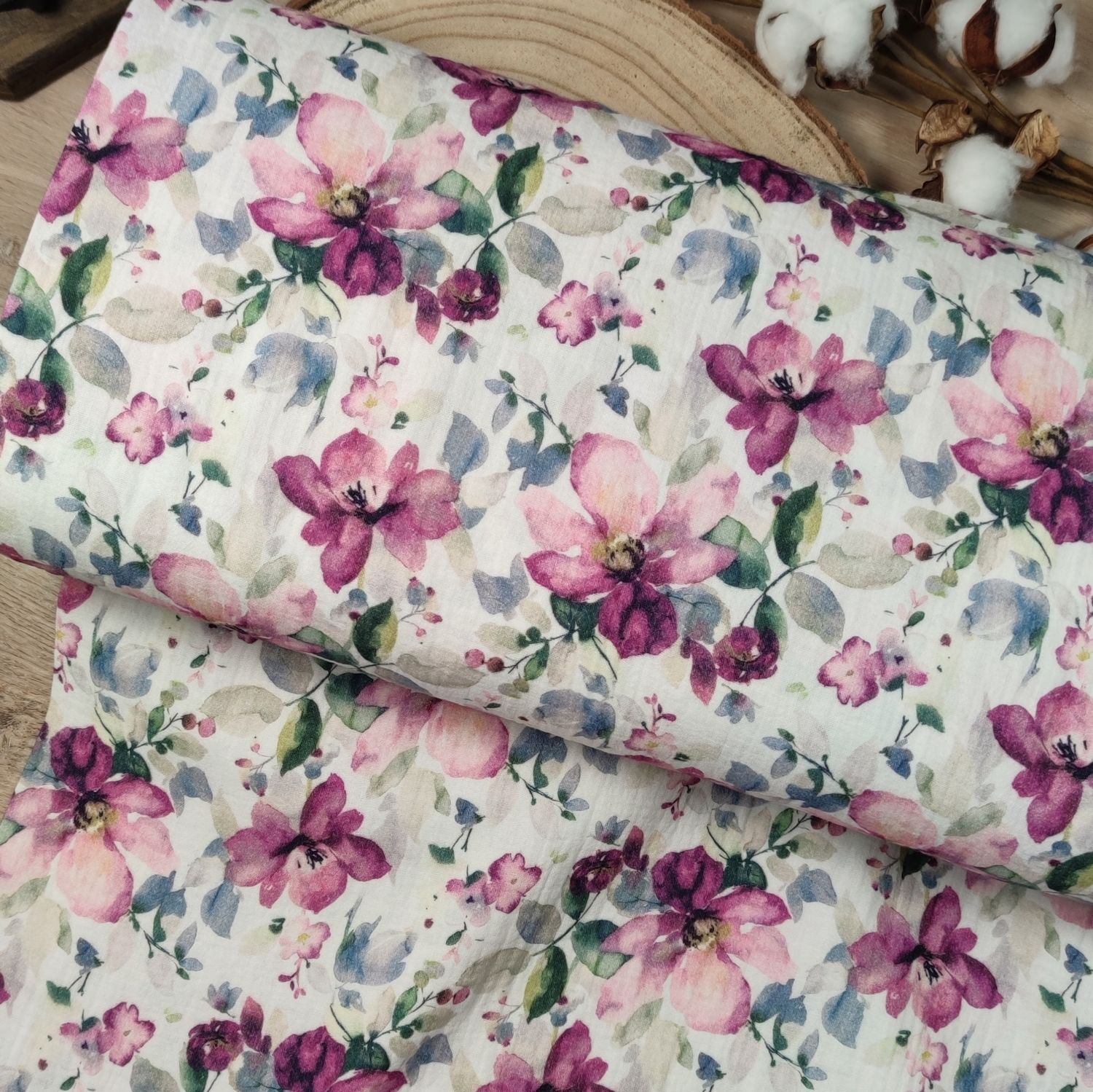 Rüschen Shirt Musselin - Aquarellblüte Lila 