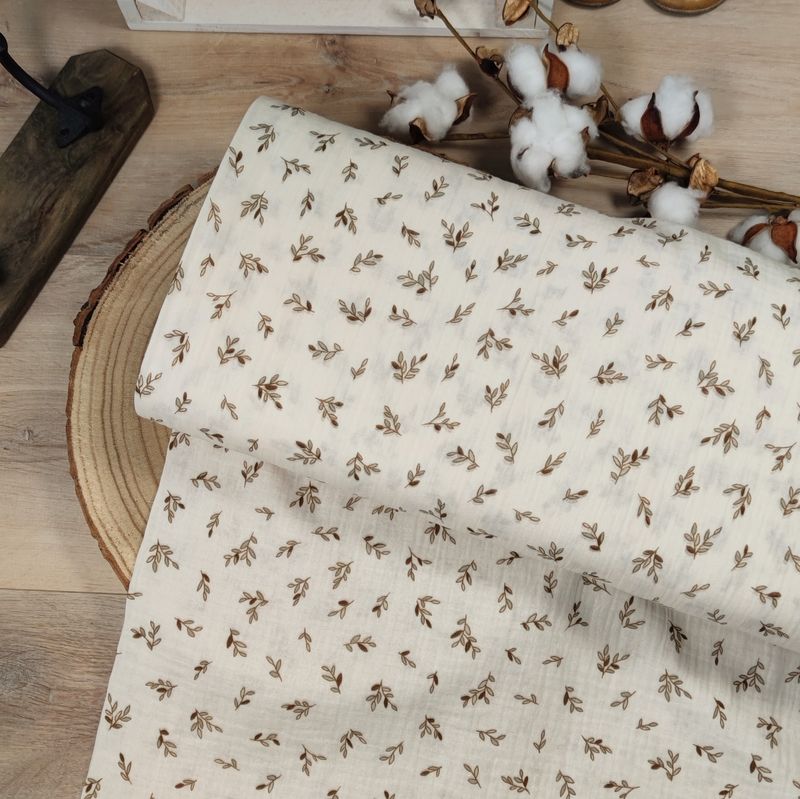 Mom XXL Dreiecks-Halstuch - Musselin Olivenzweige Beige 