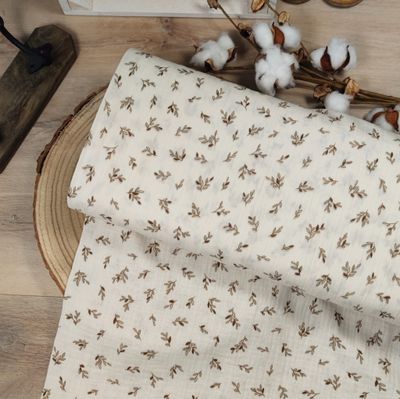 Musselin Longsleeve - Olivenzweige Beige Musselin Longsleeve - Olivenzweige Beige