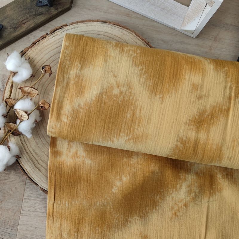 Bluse - Musselin Batik Ocker