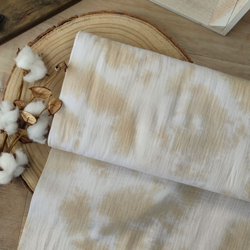 Bluse - Musselin Batik Beige 