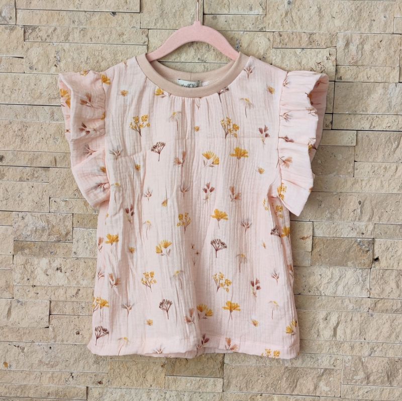Rüschen Shirt Musselin - Strohblüten 