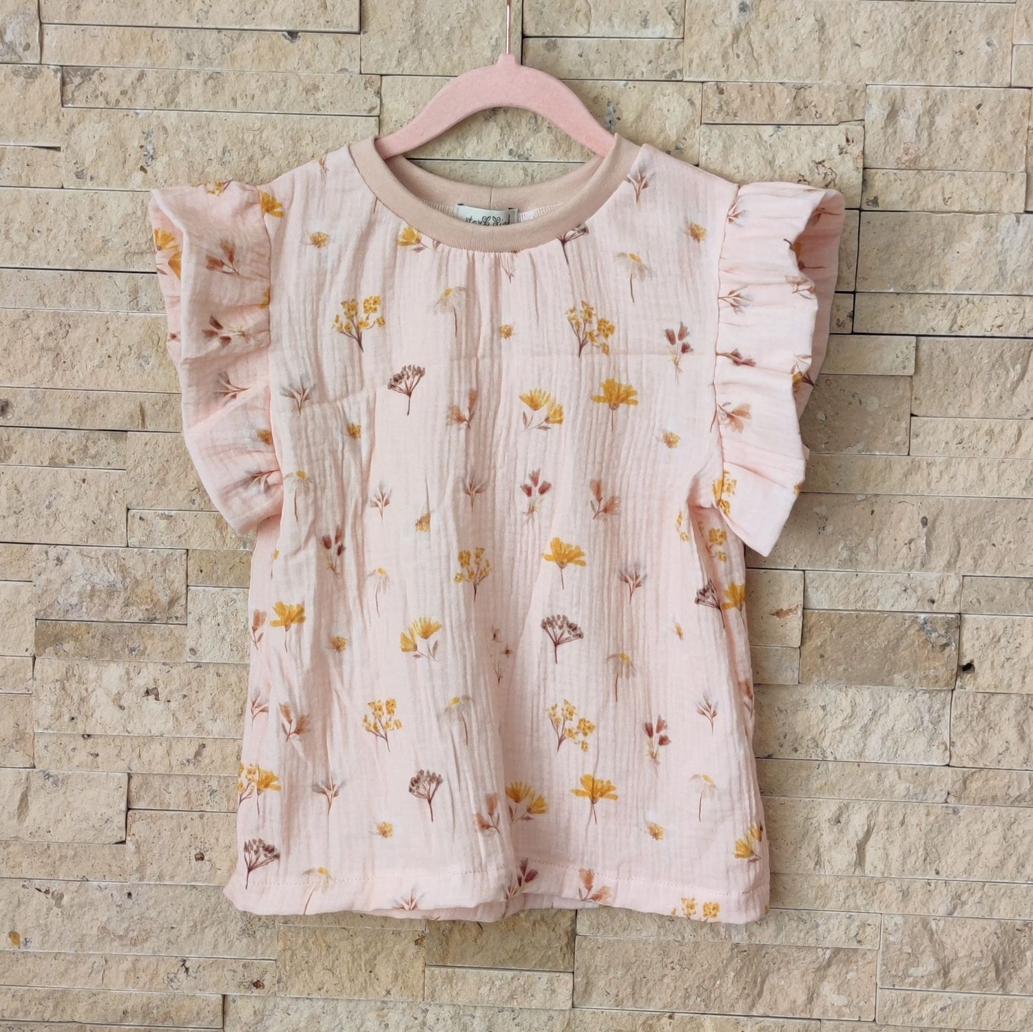 Rüschen Shirt Musselin - Strohblüten 