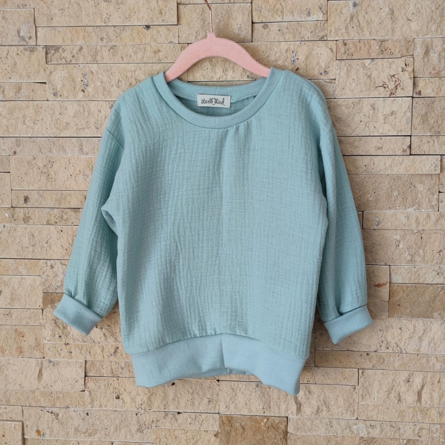 (Sofortkauf) Musselin Longsleeve - Seegrün - Gr. 86/92