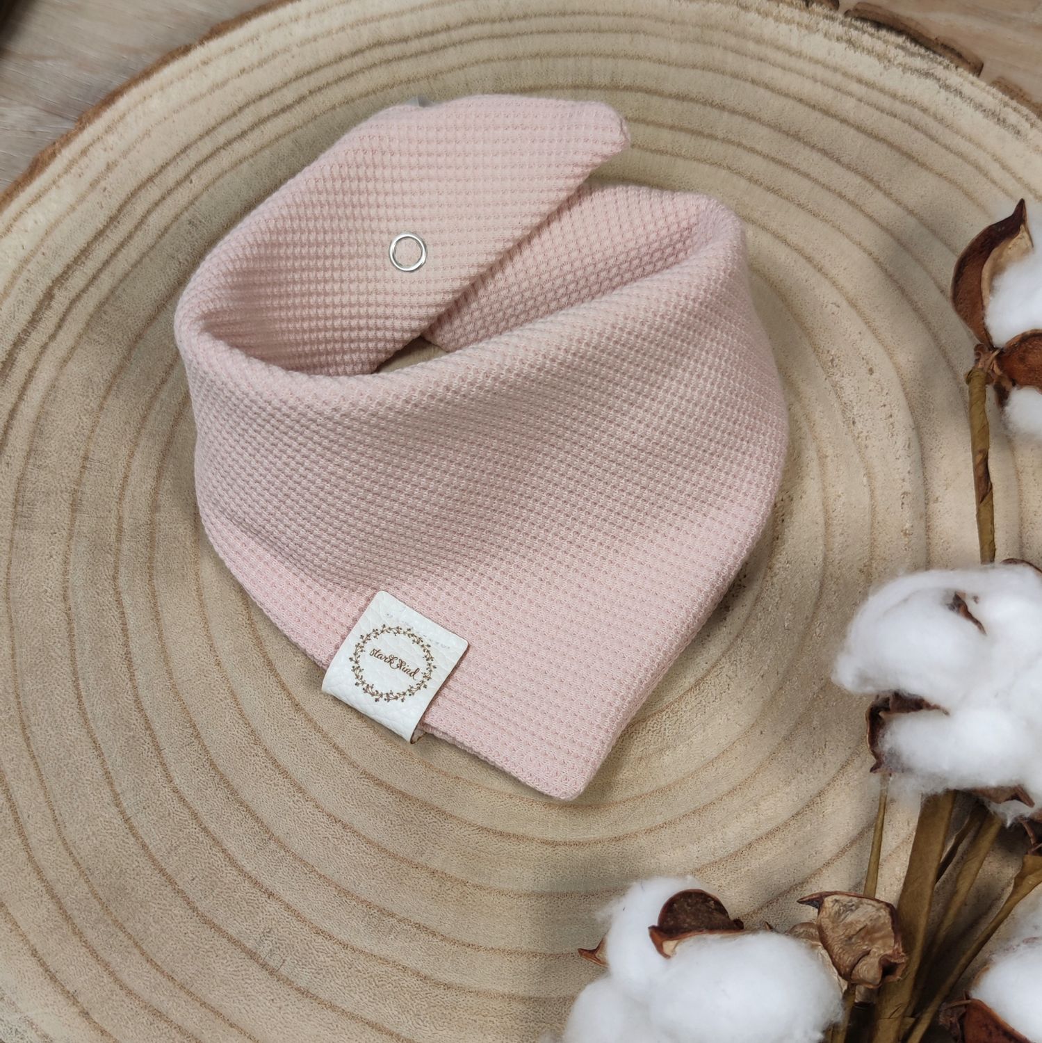 Halstuch mit Druckknöpfen - Waffeljersey - Nude Rosa