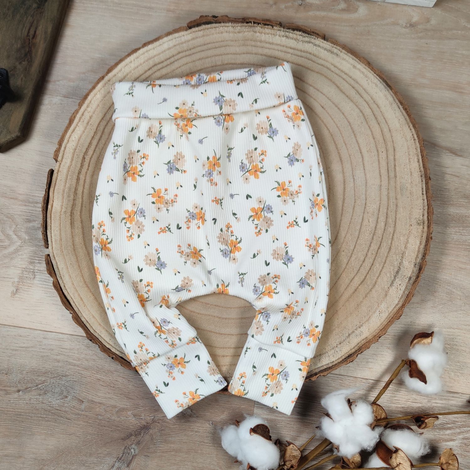 Pants - Rib Jersey Boho Flowers Orange 