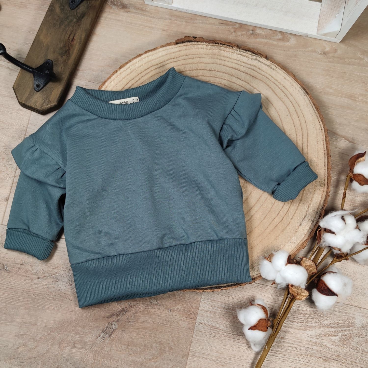 Pullover mit Volant  - Soft Sweat Stahlblau
