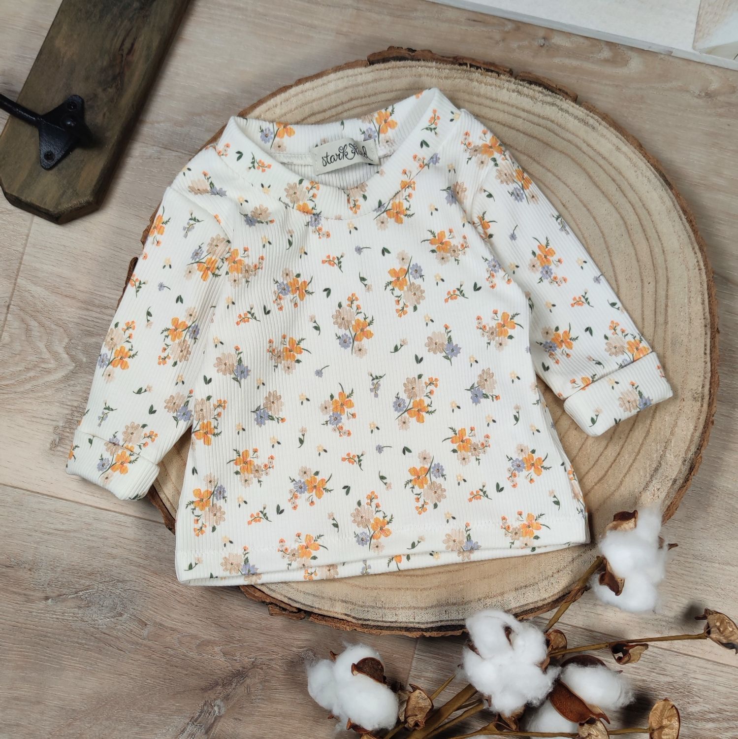 Longsleeve - Rib Boho Flowers Orange 