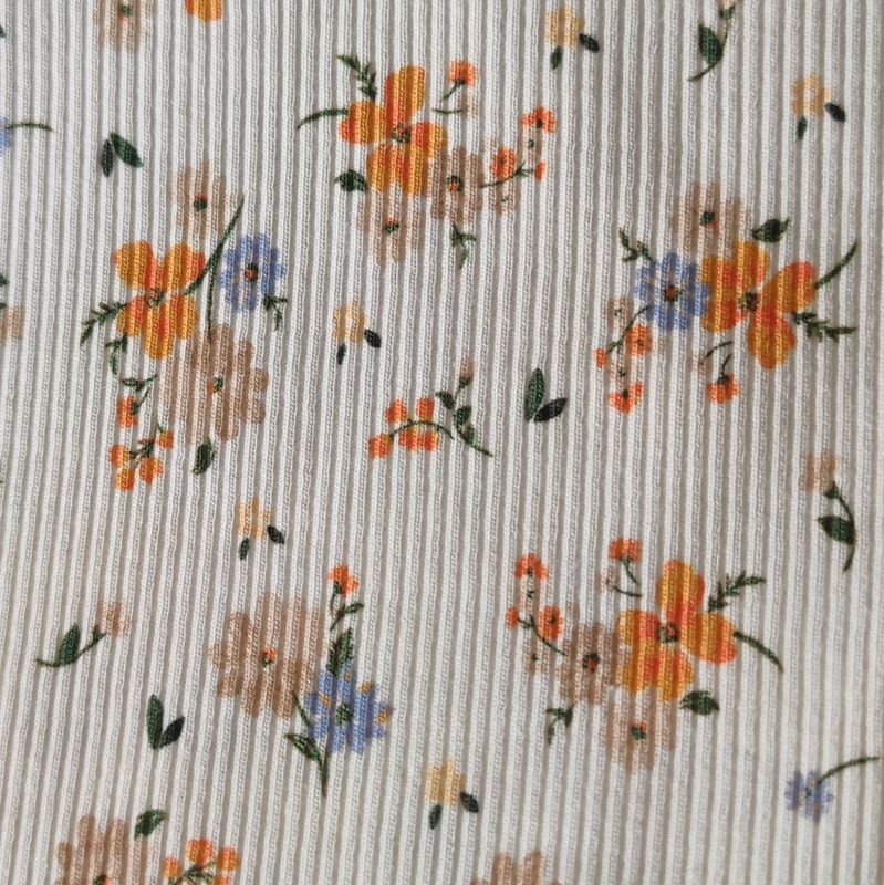 Longsleeve mit Volant - Boho Flowers Orange 