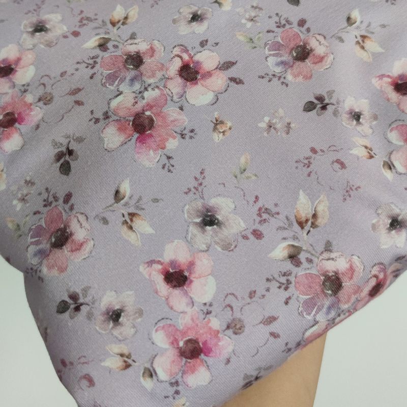 Longsleeve mit Volant - Blumen Flieder 