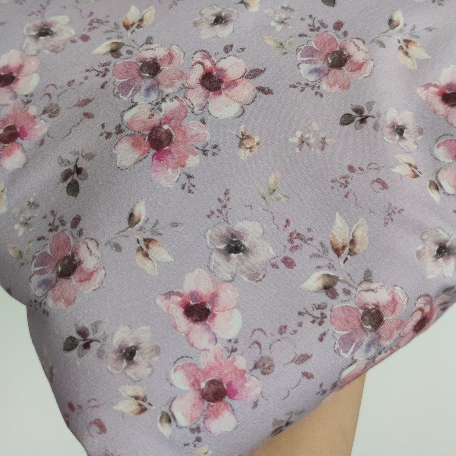 Halstuch mit Druckknöpfen - Jersey - Blumen Flieder 
