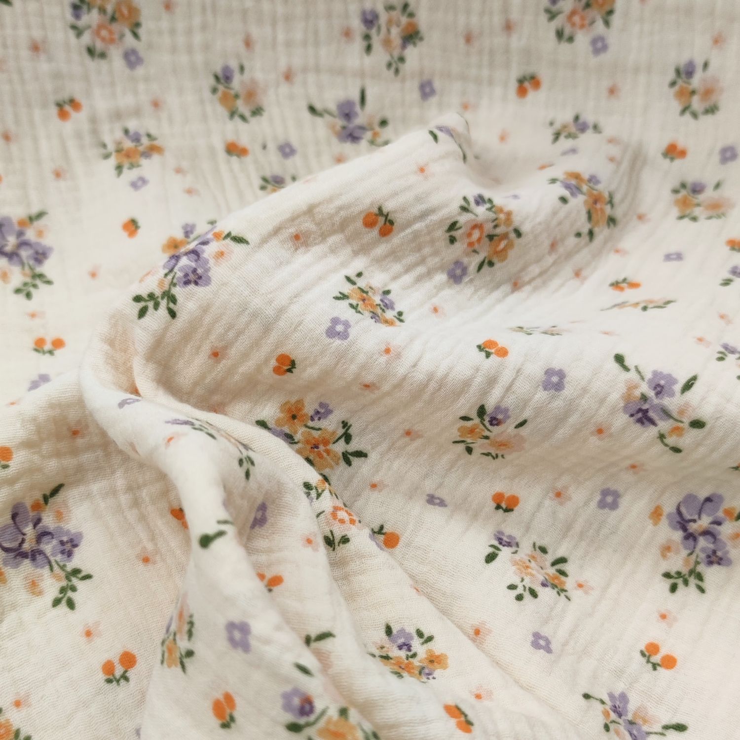 Halstuch mit Druckknöpfen - Musselin - Boho Blüten 