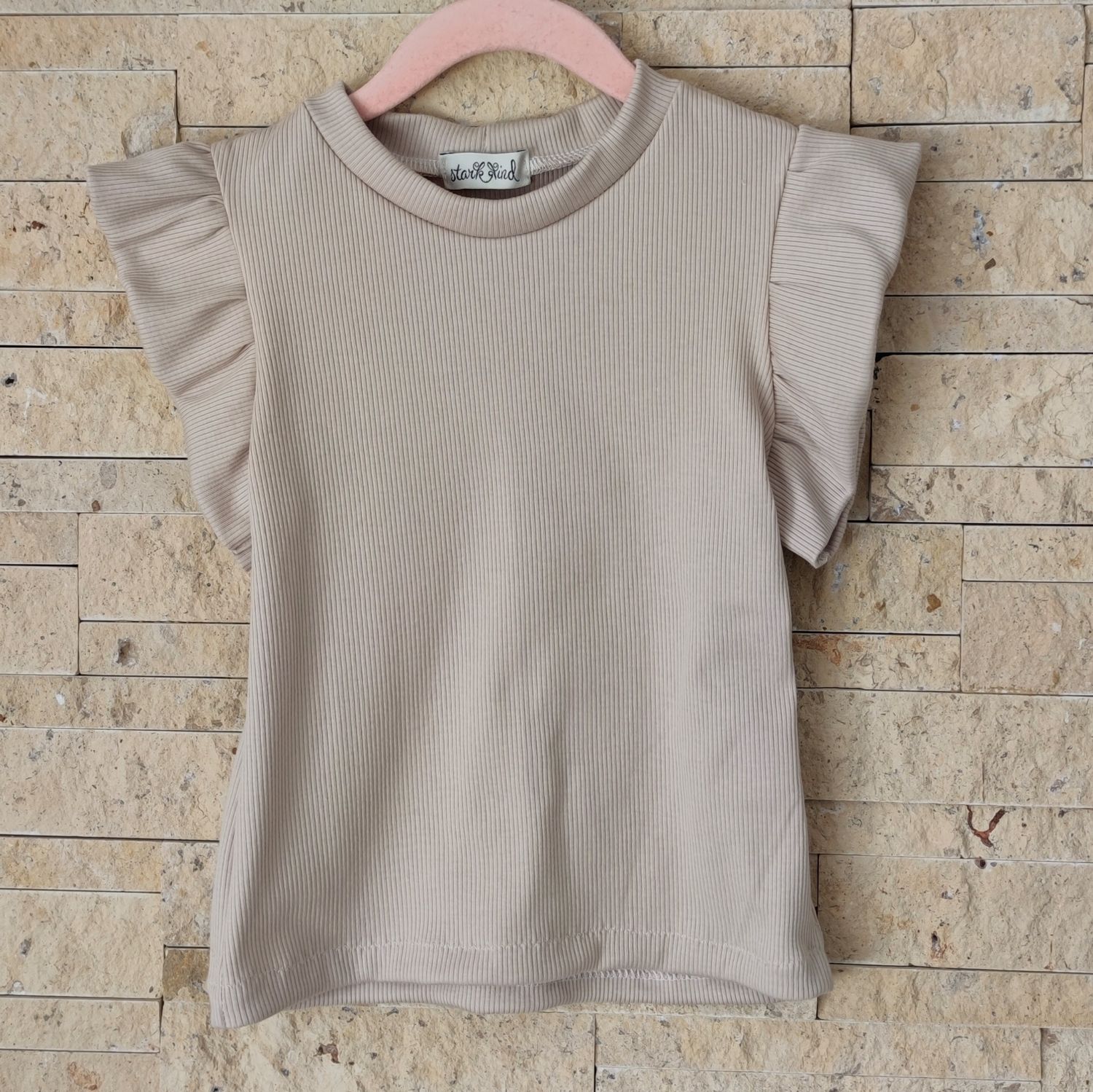 Rüschen Shirt - Rib Jersey Hellbeige 