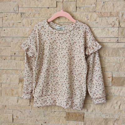 Rib Jersey Pullover mit Volant - Blooming Beige Rib Jersey Pullover mit Volant - Blooming Beige