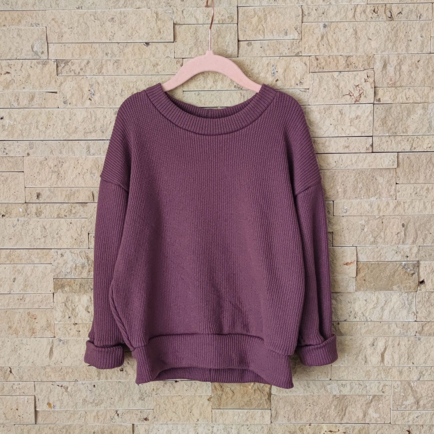 Oversized Strickpullover - Plum