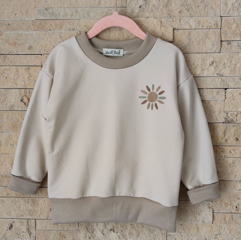 (Sofortkauf) Pullover - French Terry Champagne mit Bügelbild Sunshine - Gr. 86/92