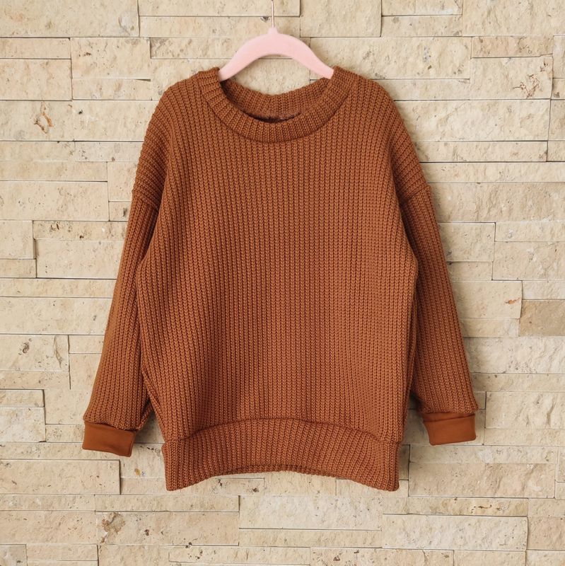 Oversized Grobstrick Pullover - Cognac 