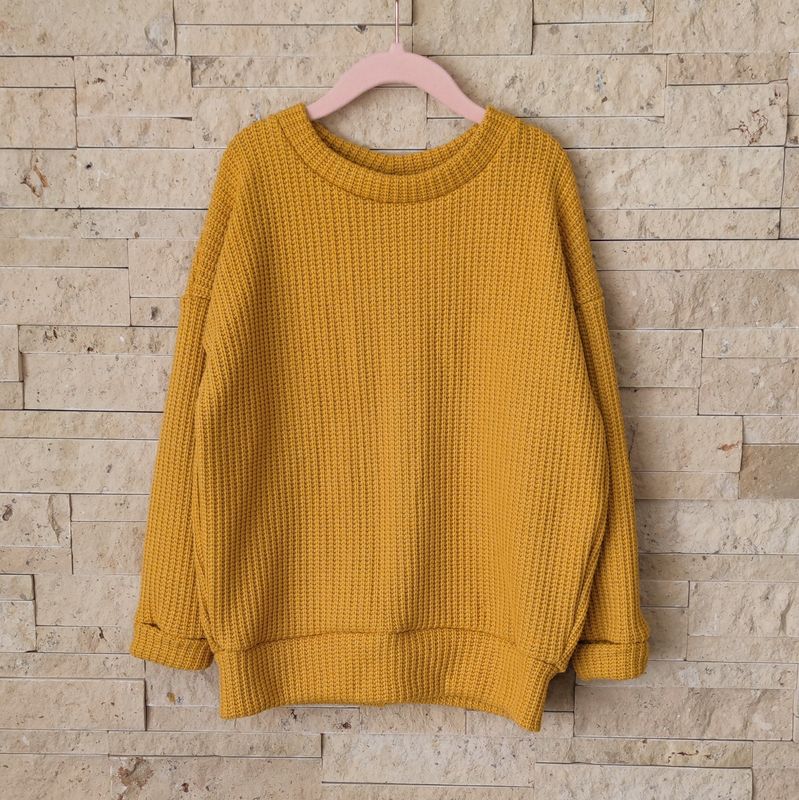 Oversized Grobstrick Pullover - Senfgelb
