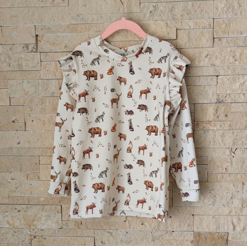 Longsleeve mit Volant - Waldtiere 