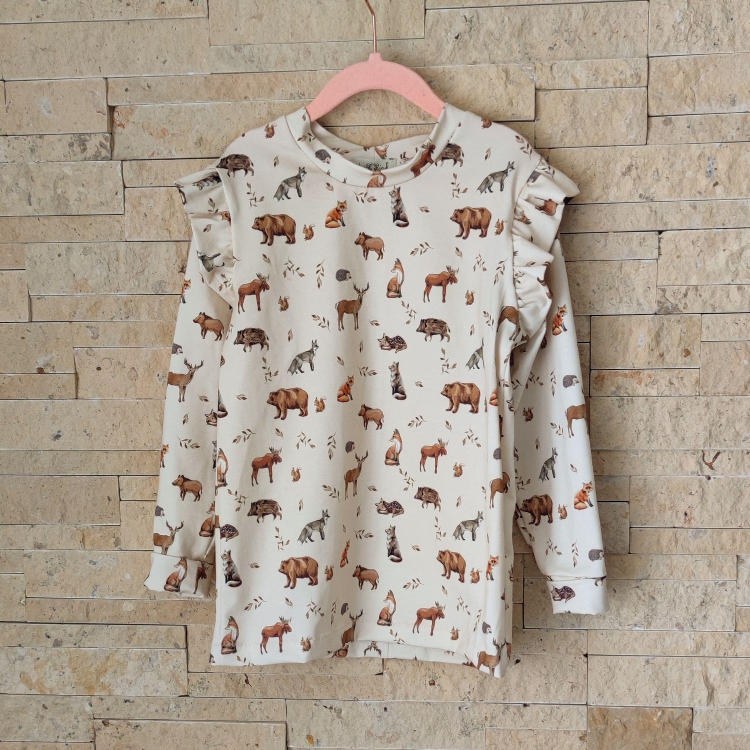 Longsleeve mit Volant - Waldtiere 