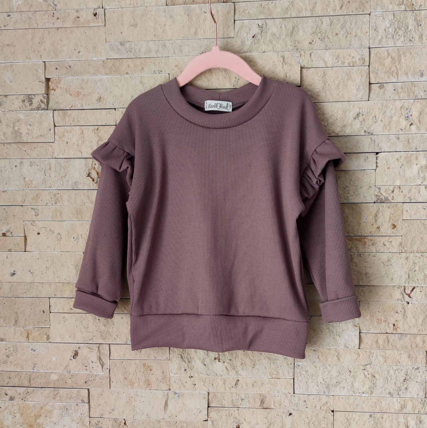 Rib Jersey Pullover mit Volant - Mauve