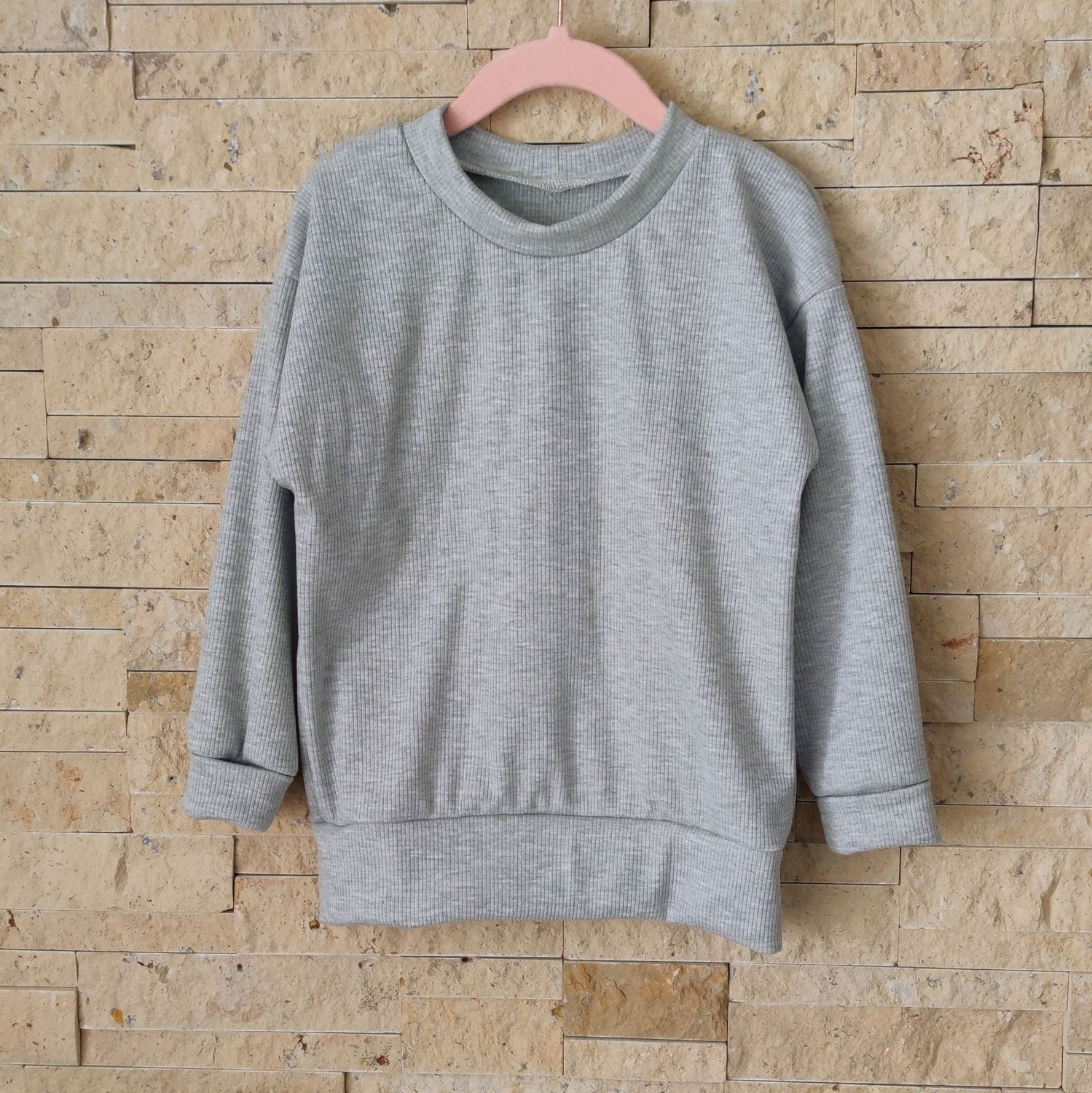 Rib Pullover - Grau meliert