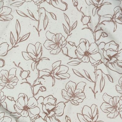 (Stoff) Rib Jersey - Sketches Flowers Creme (Stoff) Rib Jersey - Sketches Flowers Creme