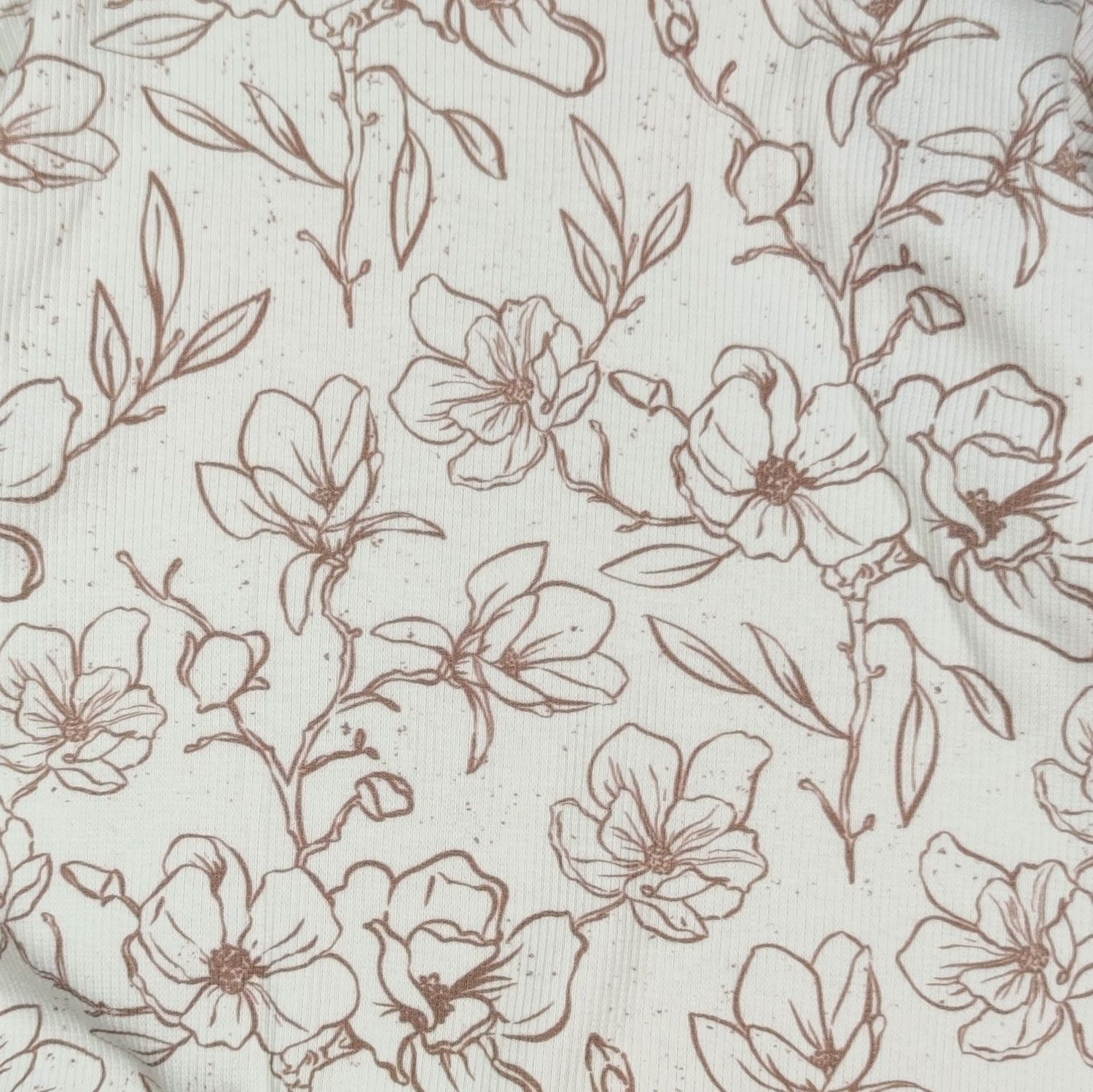 (Stoff) Rib Jersey - Sketches Flowers Creme