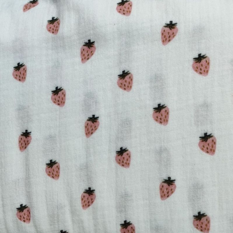 (Stoff) Musselin - kleine Erdbeere