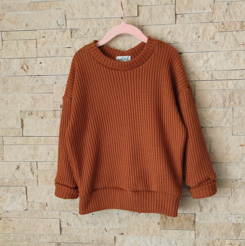 (Sofortkauf) Oversized Grobstrick Pullover - Cognac - Gr. 98/104