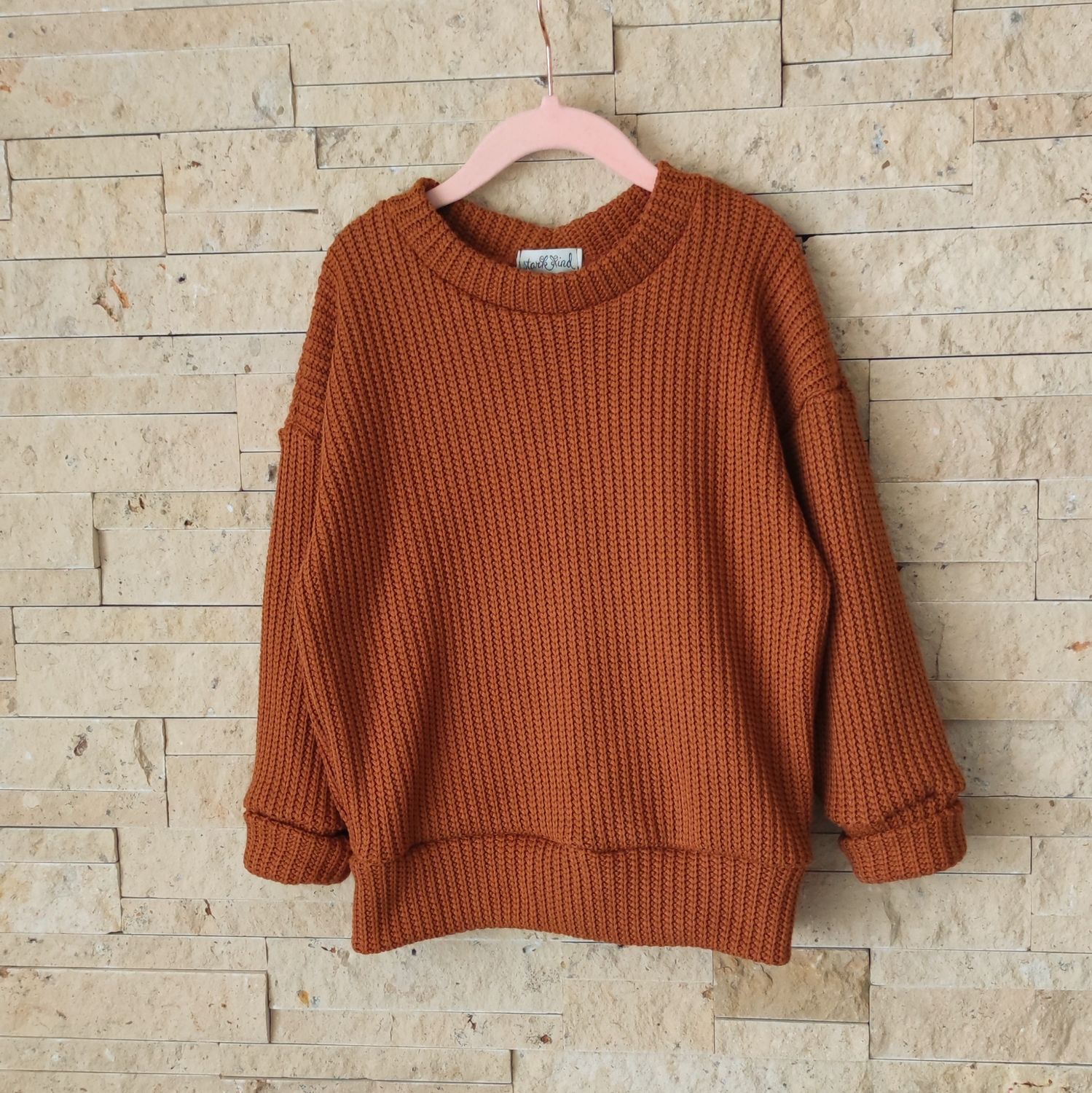 (Sofortkauf) Oversized Grobstrick Pullover - Cognac - Gr. 98/104