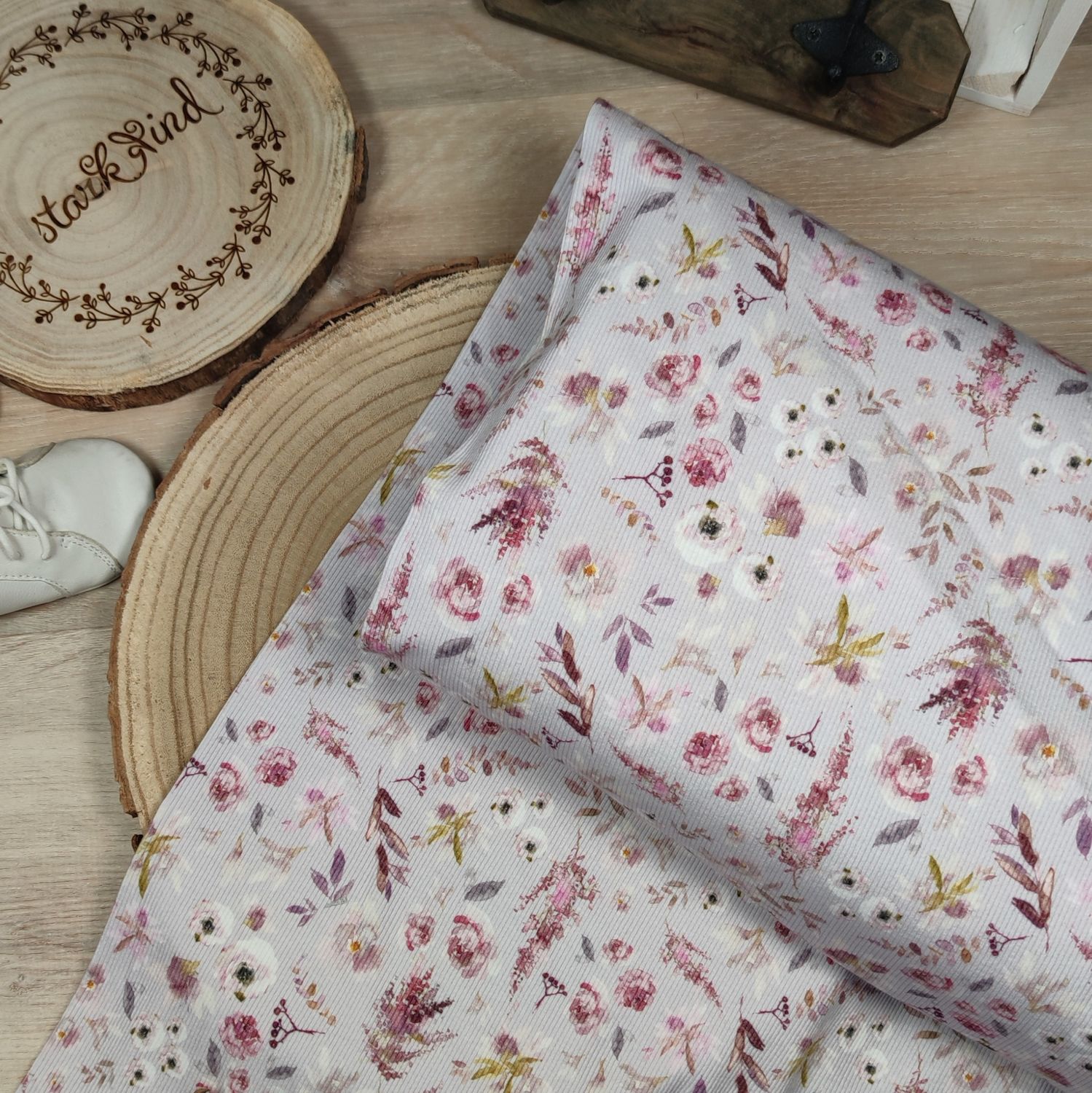(Stoff) Rib Jersey - Winterblumen 