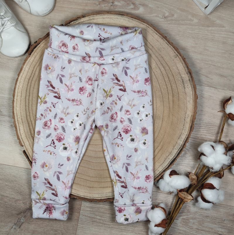 (Sofortkauf) Leggings - Rib Jersey Winterblumen - Gr. 62/68