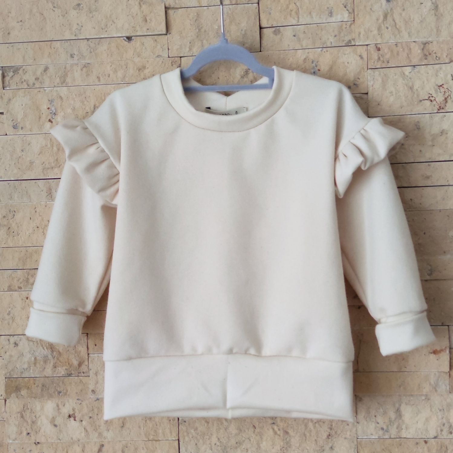 Soft Sweat Pullover mit Volant - Beige Natur 
