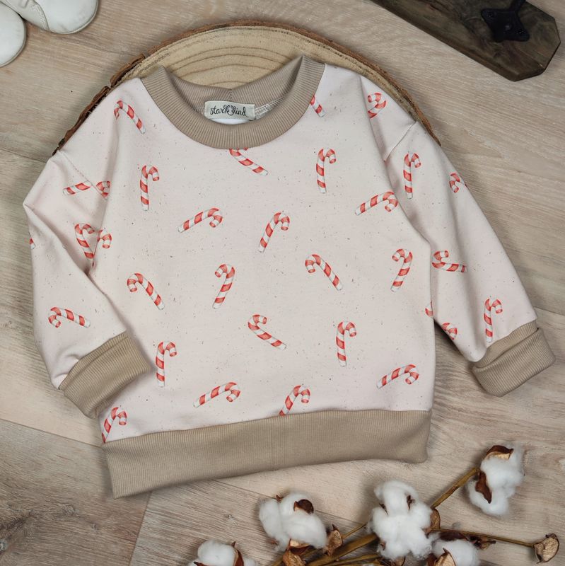(Sofortkauf) French Terry Pullover - Zuckerstangen - Gr. 74/80