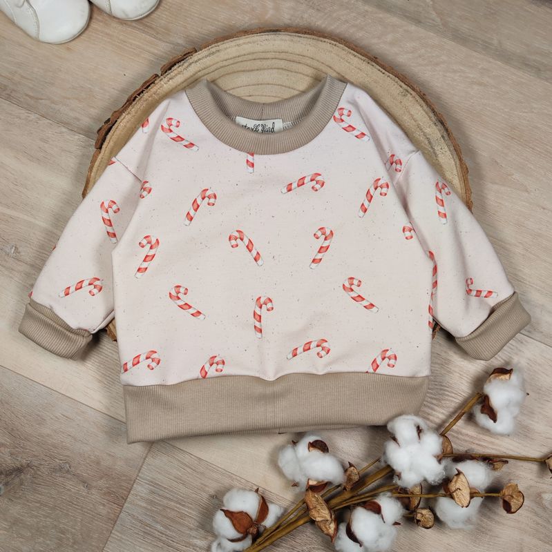 (Sofortkauf) Pullover - French Terry Zuckerstangen - Gr. 62/68