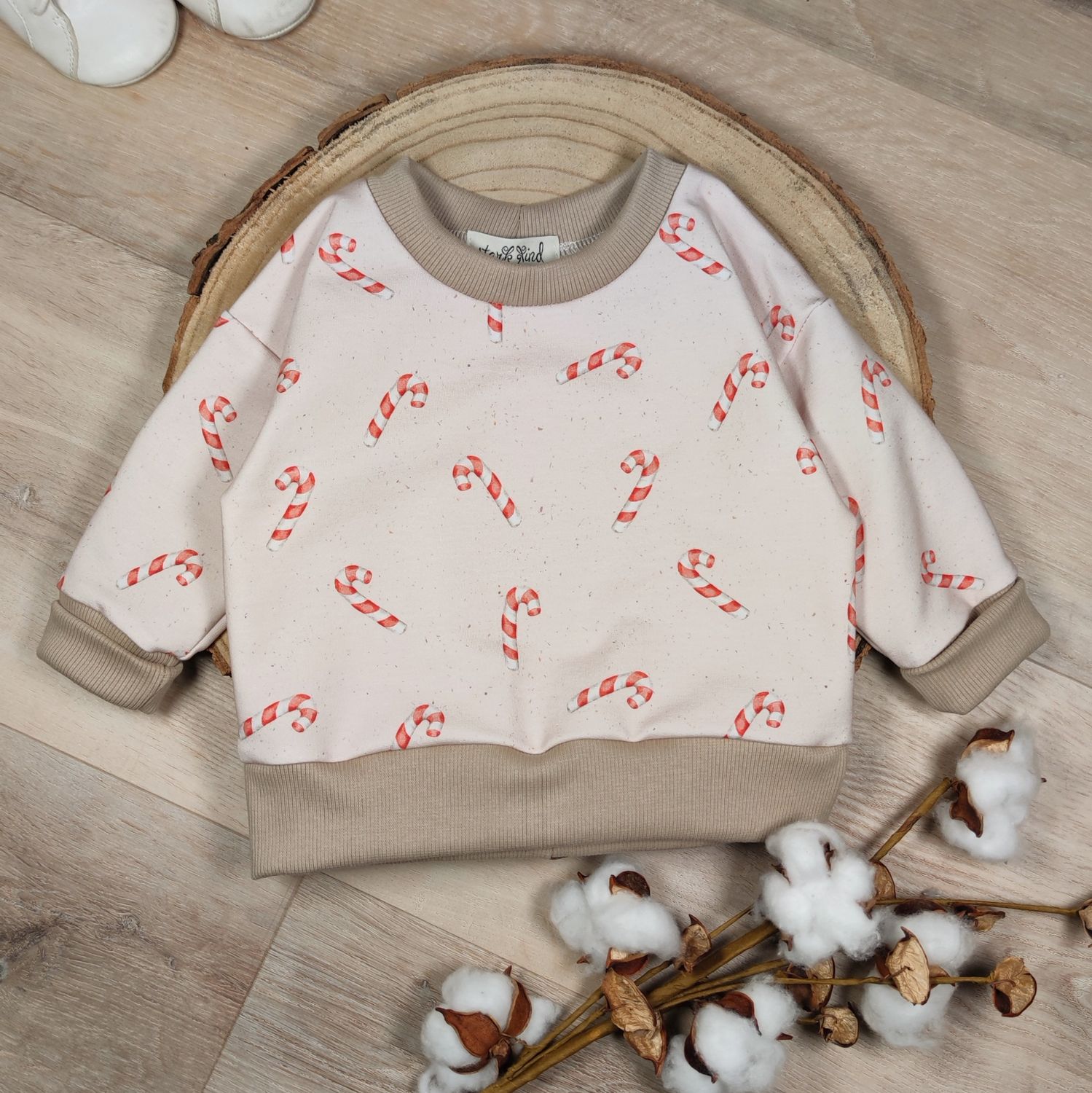 (Sofortkauf) Pullover - French Terry Zuckerstangen - Gr. 62/68