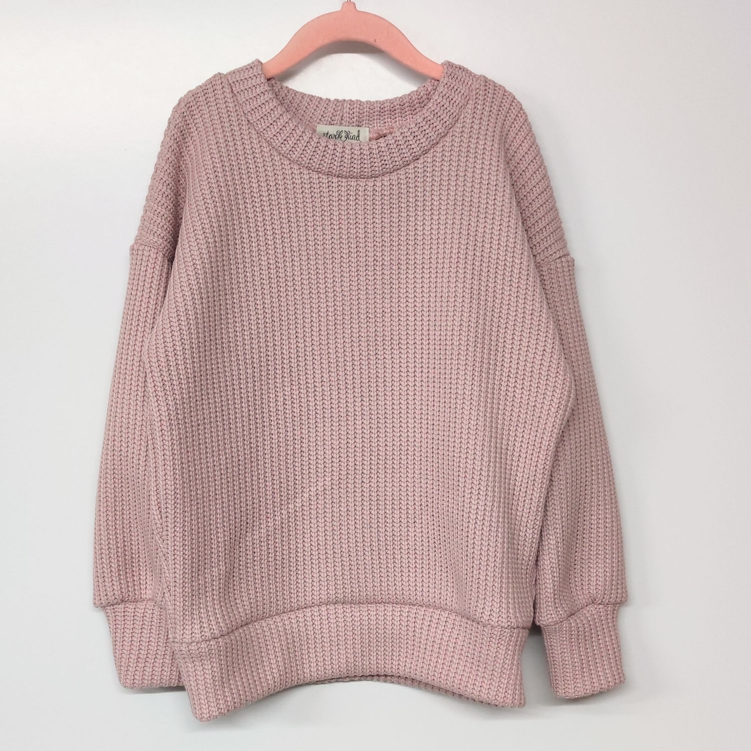 Oversized Grobstrick Pullover - Nude Rose