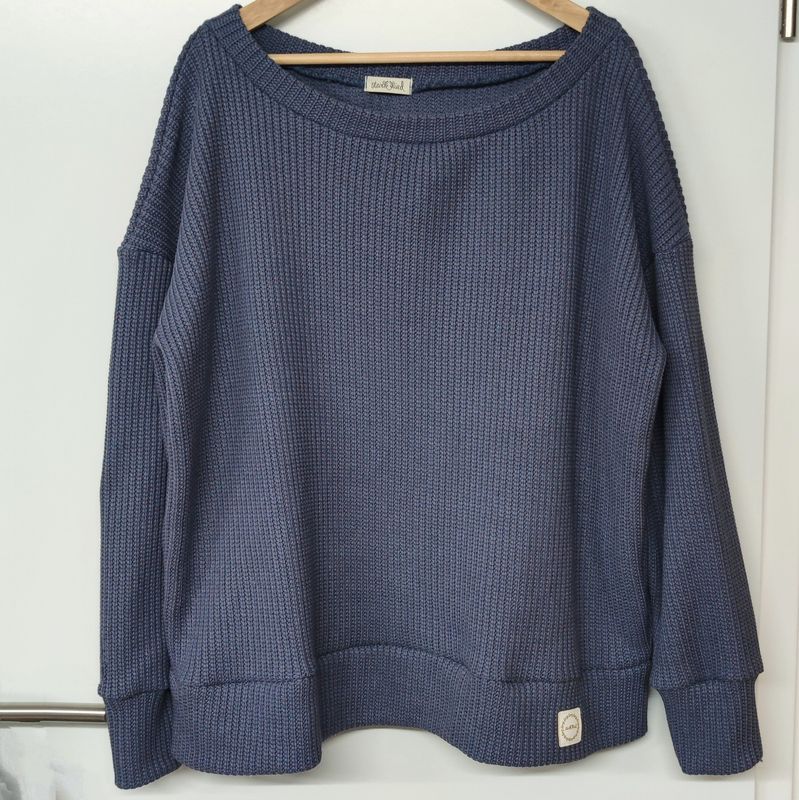 Oversized Grobstrick Pullover - Mom Pulli - Blueberry Blue
