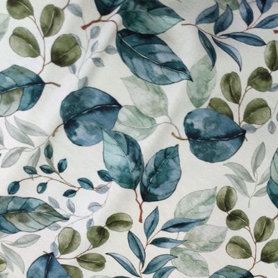 (Stoff) Jersey - Green Leaves - 110 cm