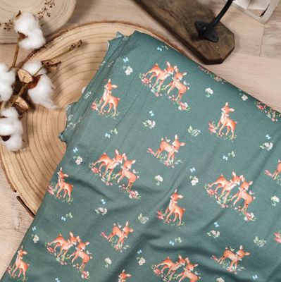 (Stoff) Jersey - Rehe Petrol