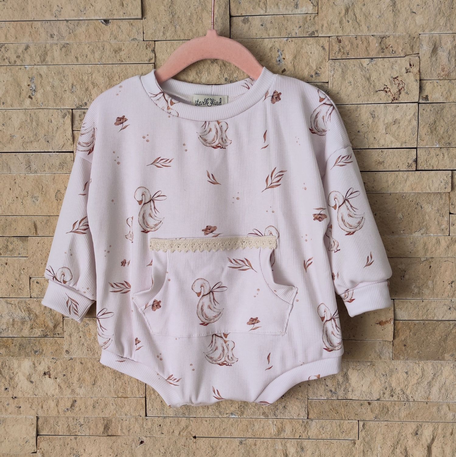 Oversized Langarm Romper - Rib Mama Gans