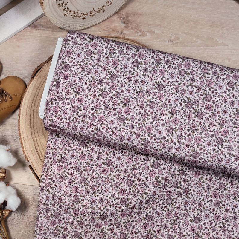 T-Shirt Rib Jersey - Blümchen Flieder 