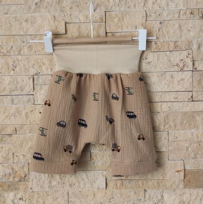 Musselin Shorts - Autos Dunkelbeige Musselin Shorts - Autos Dunkelbeige