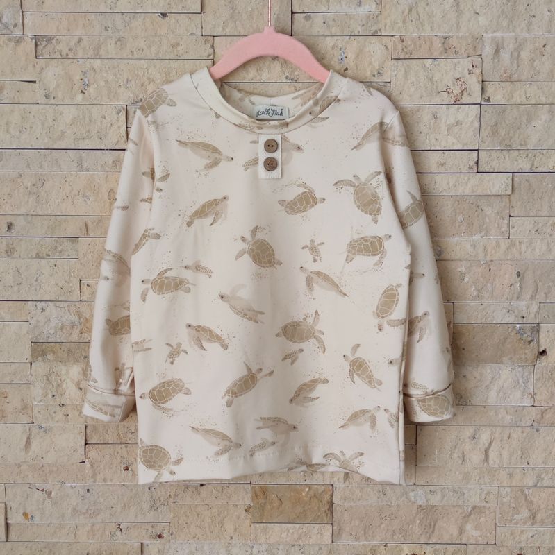 Longsleeve - kleine Schildkröte beige